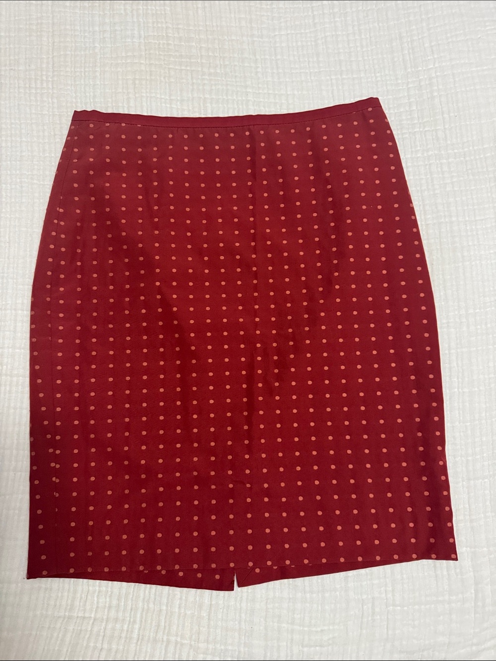 Outback Red Polka Dot Pencil Skirt in Deep Red with Pink Dots